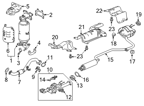 2019 Honda Accord Exhaust Components Silencer Complete, Exhuast Diagram for 18307-TVC-A04