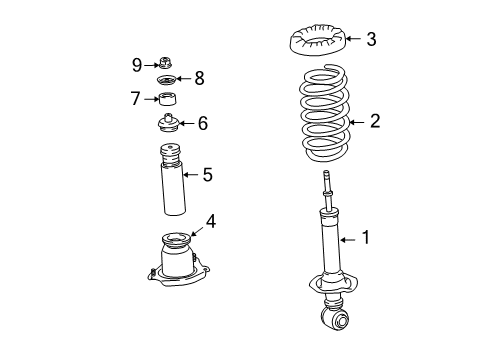 2009 Toyota Matrix Struts & Components - Rear Strut Diagram for 48530-02560