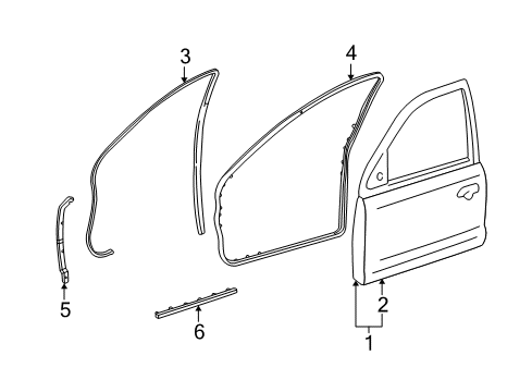 2003 Lincoln LS Front Door Weatherstrip On Body Diagram for 3W4Z-5420708-AAB