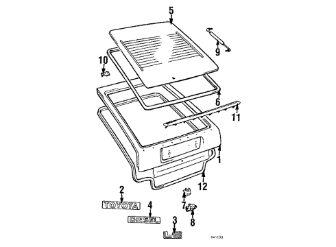 1985 Toyota Corolla Gate & Hardware Panel Sub-Assembly, Back Diagram for 67005-12432