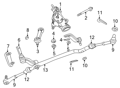 1999 Dodge Dakota Steering Column & Wheel, Steering Gear & Linkage, Shroud, Switches & Levers Link Steering Center Diagram for 52038837