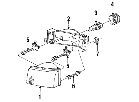 1993 Mercury Villager Headlamps Composite Assembly Diagram for F3XY13007A