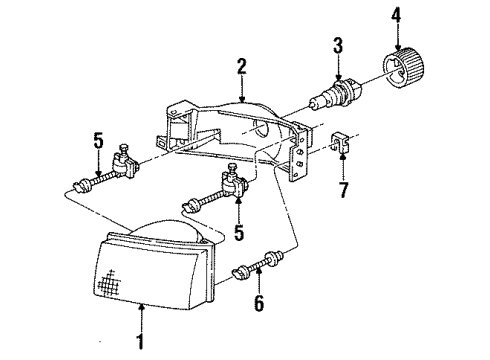 1997 Mercury Villager Headlamps Composite Headlamp Diagram for F6XZ-13N053-BB