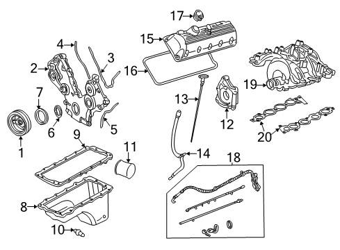 2007 Ford F-150 Engine Parts, Mounts, Cylinder Head & Valves, Camshaft & Timing, Oil Pan, Oil Pump, Balance Shafts, Crankshaft & Bearings, Pistons, Rings & Bearings Tube Assembly Diagram for 7L3Z-6754-A