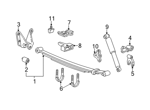 1998 Ford Ranger Rear Suspension Components, Stabilizer Bar U-Bolt Diagram for -W708550-S436