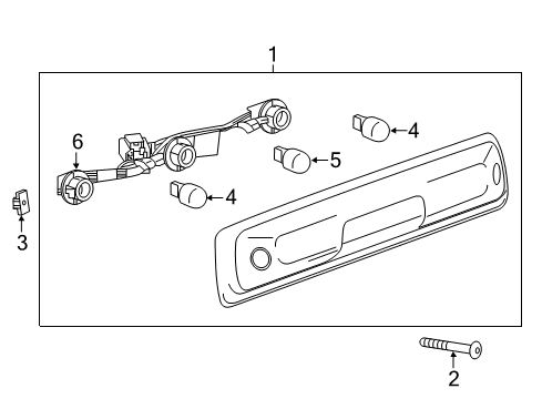 2015 GMC Canyon Bulbs High Mount Lamp Diagram for 52127100