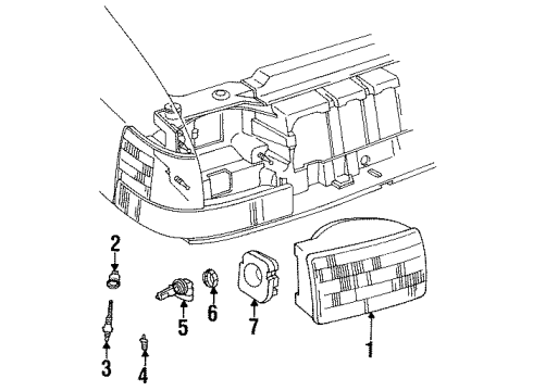 1998 Jeep Grand Cherokee Headlamps Screw-Pivot Diagram for 56006403AB