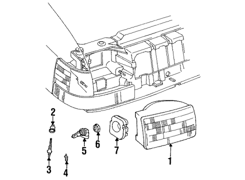1993 Jeep Grand Cherokee Bulbs Bulb-Fog Lamp Diagram for L00H335W
