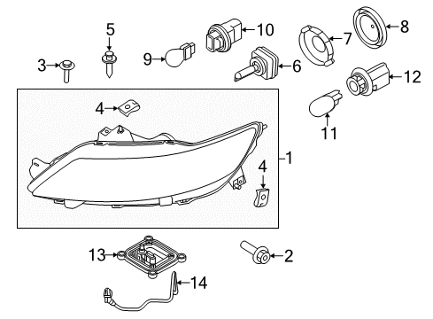 2011 Ford Taurus Headlamps Hid Bulb Retainer Ring Diagram for AG1Z-13N019-A