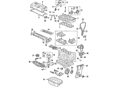 2006 Honda Civic Engine Parts, Mounts, Cylinder Head & Valves, Camshaft & Timing, Variable Valve Timing, Oil Pan, Oil Pump, Balance Shafts, Crankshaft & Bearings, Pistons, Rings & Bearings Ring Set, Piston (Std) (Riken) Diagram for 13011-PRA-E02