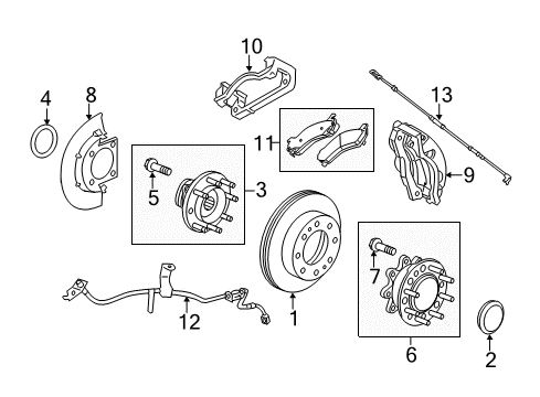 2011 GMC Sierra 2500 HD Front Brakes Wheel Bolt Diagram for 11610692