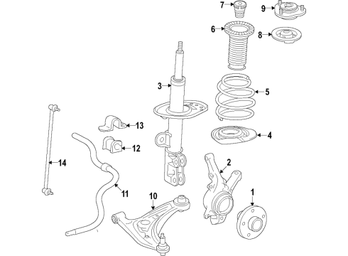 2017 Toyota Yaris iA Front Suspension Components, Lower Control Arm, Stabilizer Bar Front Hub & Bearing Diagram for 43502-WB004