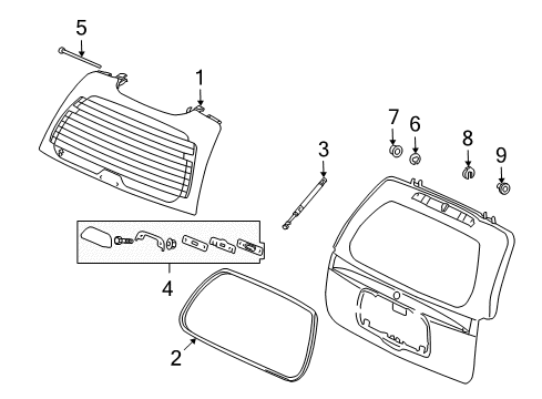 2006 Buick Rainier Lift Gate Weatherstrip Asm-Lift Gate Window Diagram for 25830971