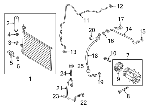 2017 Ford Fiesta A/C Condenser, Compressor & Lines Condenser Diagram for D2BZ-19712-D