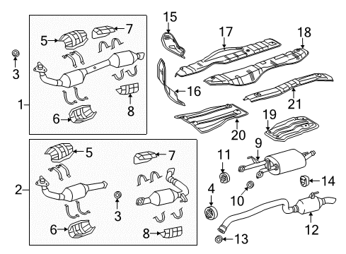 2011 Toyota Sequoia Exhaust Components Rear Shield Diagram for 18435-0S020