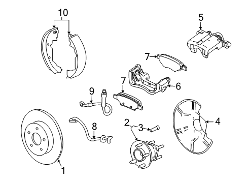 2009 Saturn Vue Parking Brake Cable, Parking Brake Rear Diagram for 25899213