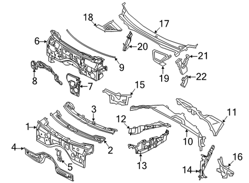 2020 BMW X6 Cowl BULKHEAD LOWER SECTION Diagram for 41007933524