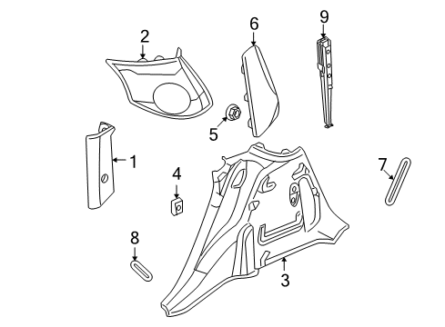 2001 Chrysler PT Cruiser Interior Trim - Quarter Panels Panel-Quarter Trim Diagram for RJ74WL8AC