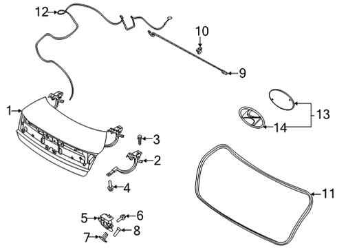 2020 Hyundai Sonata Trunk Outside HDL & Lock Assembly-T/LID Diagram for 81260-L0000-Y2E