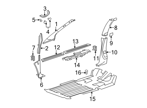 2003 Chrysler Voyager Interior Trim - Pillars, Rocker & Floor Molding-Windshield GARNISH Diagram for RS16WL8AH