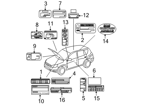 2006 Toyota RAV4 Information Labels Air Bag Label Diagram for 74389-0R010-B0