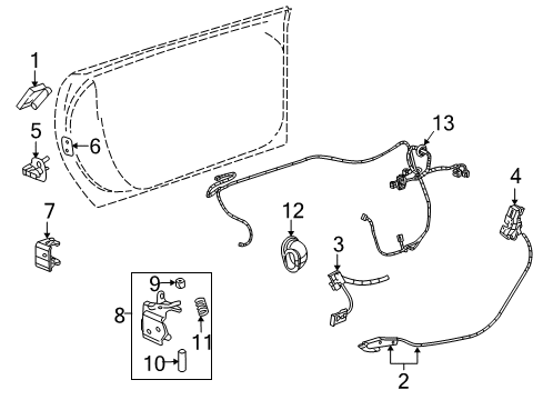 2006 Cadillac XLR Front Door Handle Kit, Front Side Door Inside *Shale Diagram for 88956754