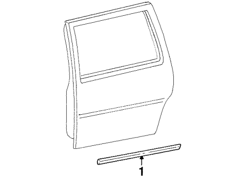 1997 Ford Windstar Exterior Trim - Side Loading Door Body Side Molding Diagram for F78Z1625532AAA