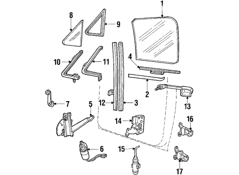 1986 Ford F-250 Glass - Front Door Motor Diagram for E5TZ-10233V95-ARM