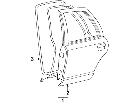 2002 Ford Crown Victoria Rear Door Weatherstrip On Body Diagram for XW7Z54253A10AAD
