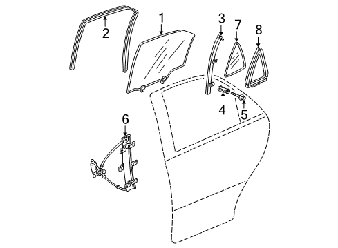 2001 Acura MDX Rear Door Channel, Left Rear Door Run Diagram for 72775-S3V-A01