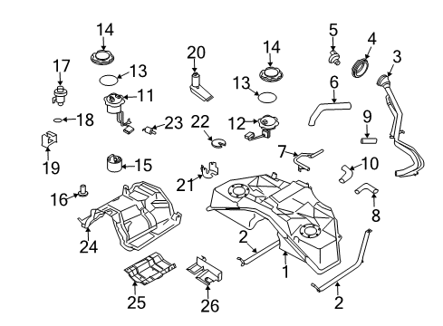 2004 Infiniti G35 Fuel Supply Fuel Tank Assembly Diagram for 17202-EY80A