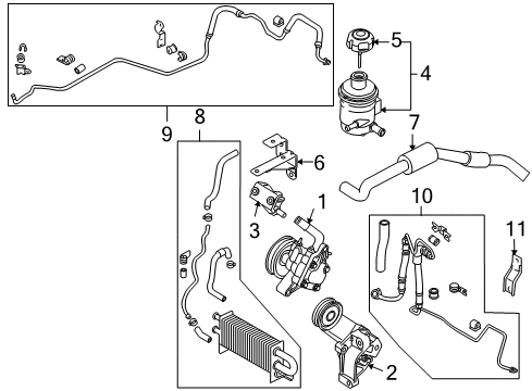 2005 Kia Amanti P/S Pump & Hoses, Steering Gear & Linkage Tube Assembly-Cooler Diagram for 575503F500