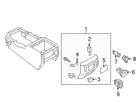 2017 Nissan Armada Heated Seats Finisher-Console Box Diagram for 96930-3ZE1B