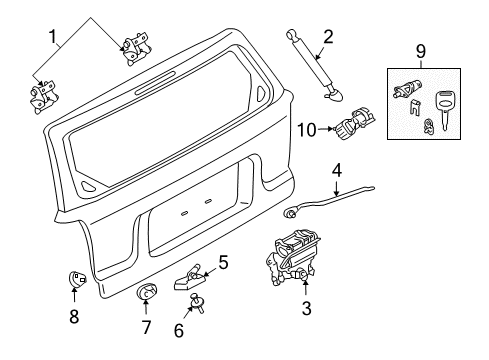 2007 Ford Escape Lift Gate Hinge Diagram for YL8Z-7842900-AA