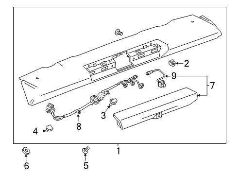 2019 GMC Sierra 1500 Spoiler Spoiler Assembly Diagram for 84781393