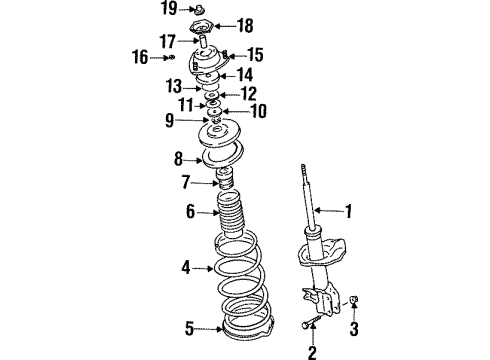 1999 Chevrolet Metro Struts & Components - Front Insulator, Front Spring Diagram for 91171317