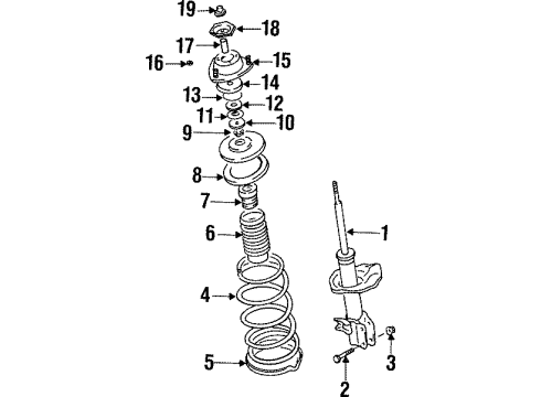 1999 Chevrolet Metro Struts & Components - Front Shield, Front Suspension Strut Diagram for 91173514