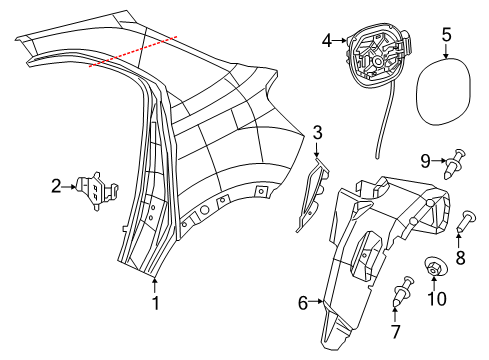 2021 Fiat 500X Quarter Panel & Components Push Pin Diagram for 68201482AA