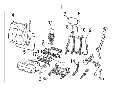 2002 GMC Yukon XL 2500 Front Seat Components Seat Cushion Pad Diagram for 12473914