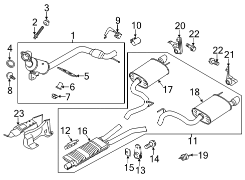 2019 Ford Mustang Exhaust Components Front Bracket Nut Diagram for -W709990-S439