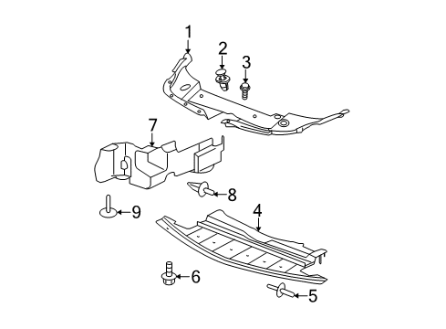 2012 Chevrolet Malibu Splash Shields Lower Shield Diagram for 15826162