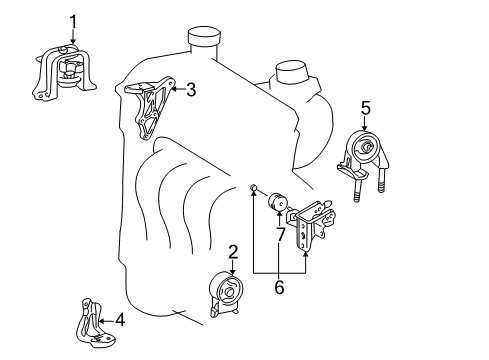 2004 Toyota Echo Engine & Trans Mounting Rear Mount Bracket Diagram for 12321-21110