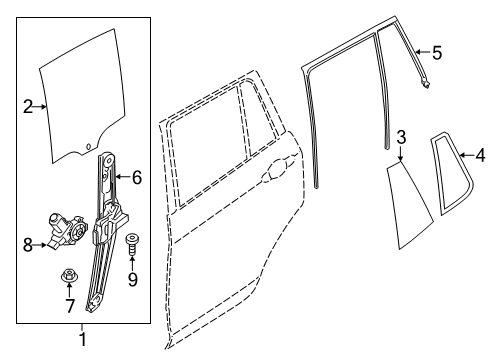 2013 BMW X3 Front Door Rear Left Window Regulator Diagram for 51357355639