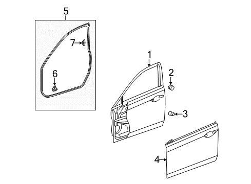 2009 Acura TSX Front Door Weatherstrip, Right Front Door Diagram for 72310-TL0-J01