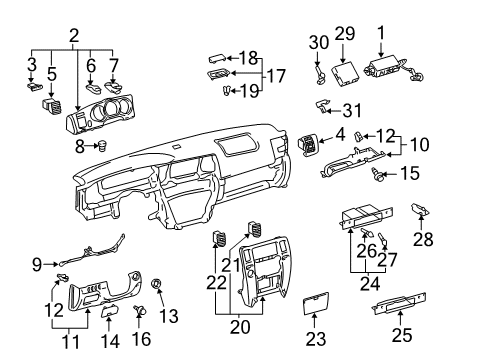 2003 Toyota 4Runner Cluster & Switches, Instrument Panel Defroster Vent Hole Cover Diagram for 55548-02040-B1