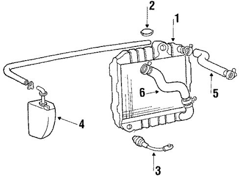1987 Hyundai Excel Radiator & Components Radiator Reservoir And Hose Assembly Diagram for 25430-21203