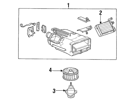 1987 Honda Accord Heater Core & Control Valve Motor Assembly Diagram for 79310-SE0-013