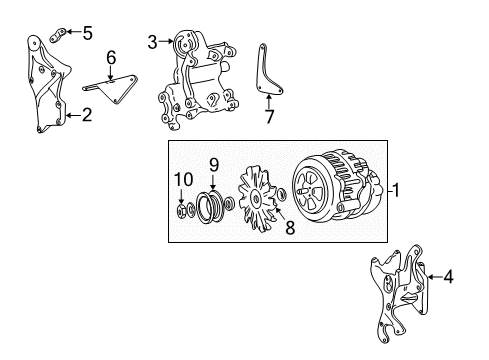 1998 GMC K2500 Alternator Bracket Asm-Generator & Drive Belt Tensioner Diagram for 12555686