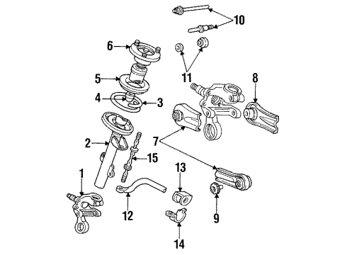 1993 Mercury Sable Rear Suspension Components, Lower Control Arm Strut Diagram for 5U2Z-18V125-EA