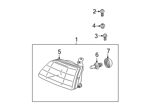 2001 Toyota Sequoia Bulbs Headlamp Assembly Bolt Diagram for 90159-50185